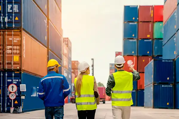 Photo de professionnels avec des containers pour illustrer le plan d'action en achats responsables